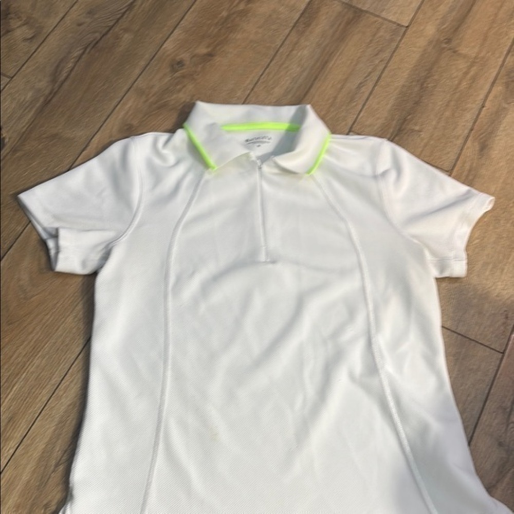 White Polo Shirt with Neon Highlights